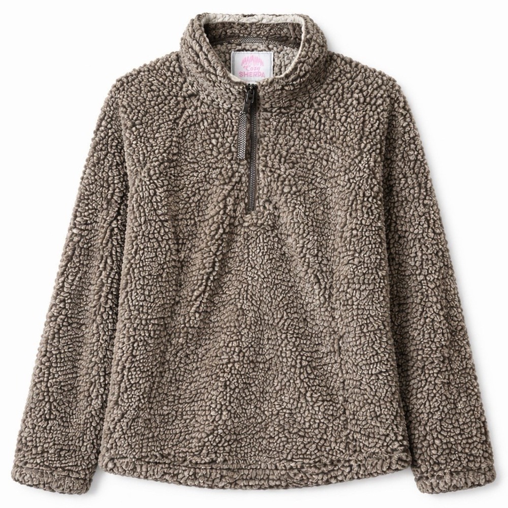 Cozy Sherpa Womens 1/4 Zip Long Sleeve Cozy Sherpa Fleece Pullover Sweater L